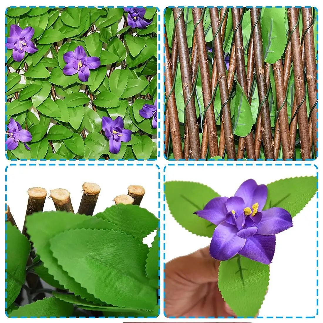 Expandable Privacy Screen Fence with Artificial Ivy Fence for Balcony Patio Garden Outdoor Decor