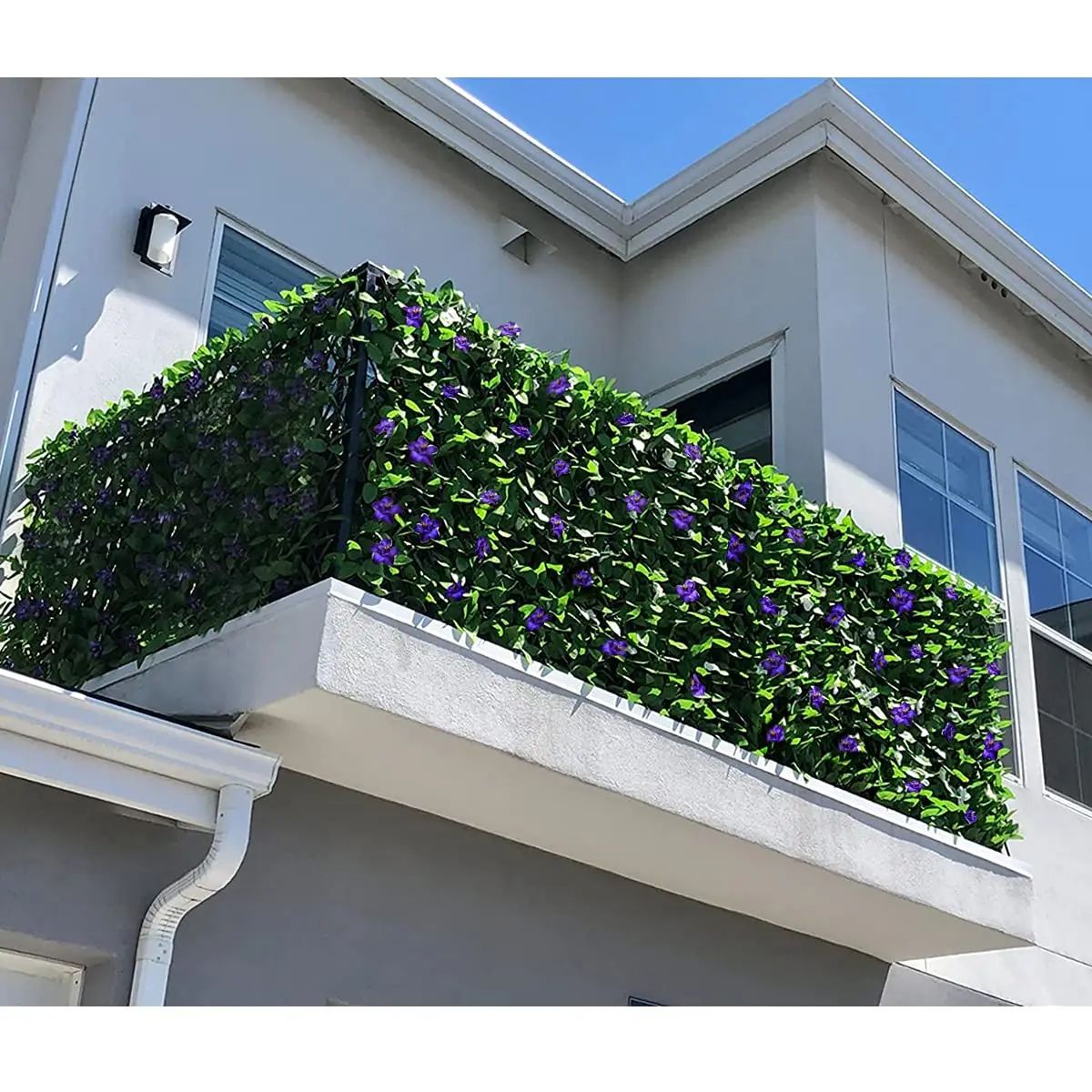 Expandable Privacy Screen Fence with Artificial Ivy Fence for Balcony Patio Garden Outdoor Decor