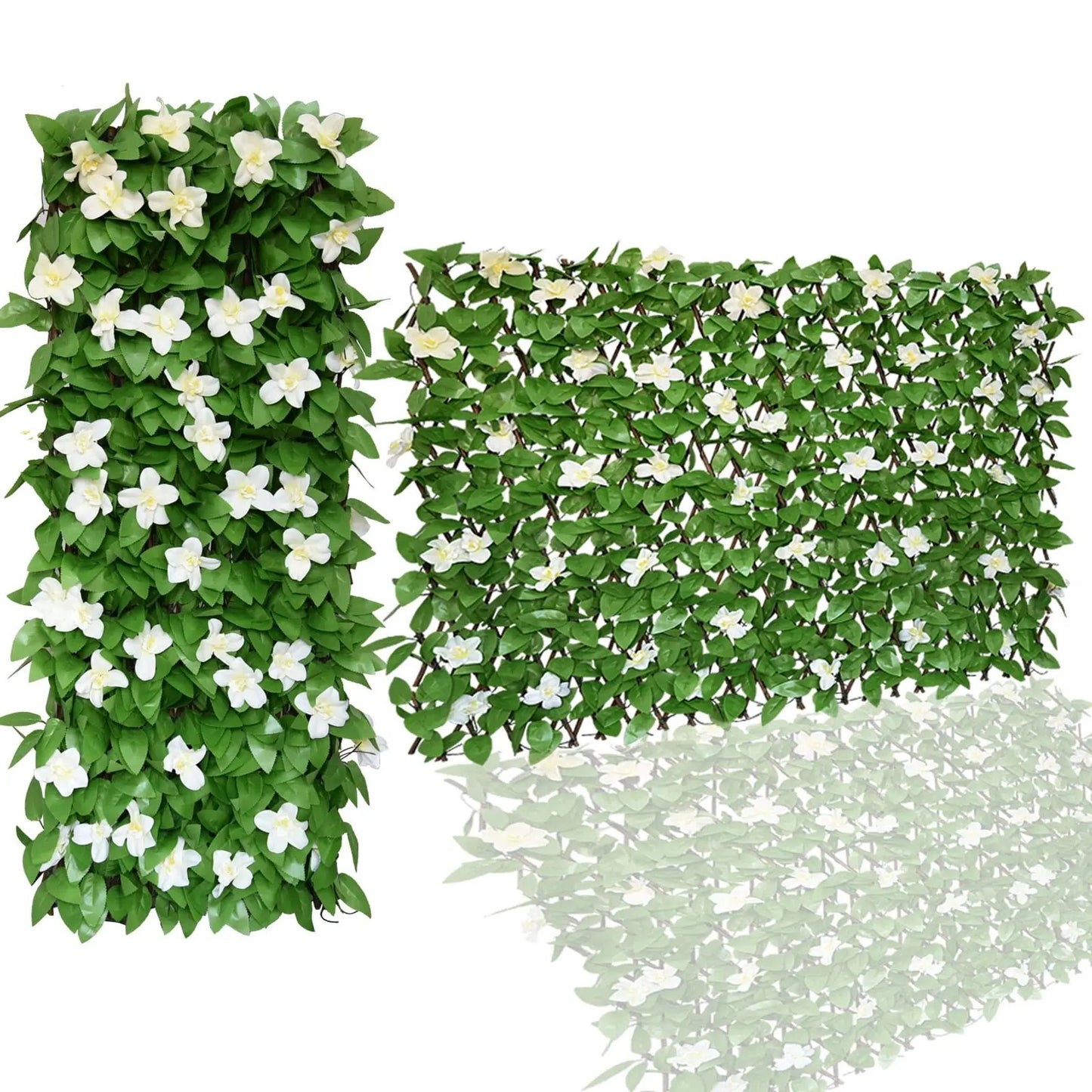 Expandable Privacy Screen Fence with Artificial Ivy Fence for Balcony Patio Garden Outdoor Decor