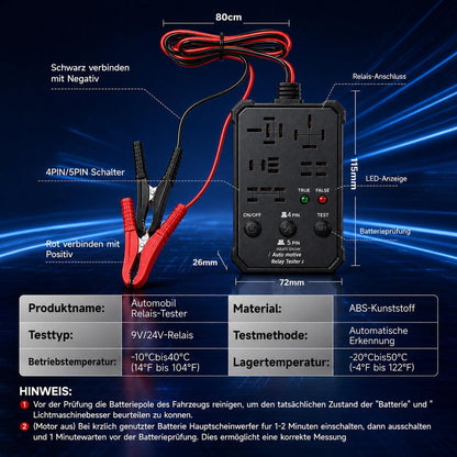 Universal Automotive Relay Tester 12V 24V Auto Relay Diagnostic Tool for 4 Pin 5 Pin Relays