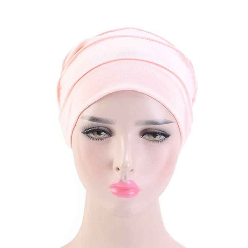 Soft Satin Lined Chemo Beanie Cotton Turban Hat for Women Stretch Hijab Cap
