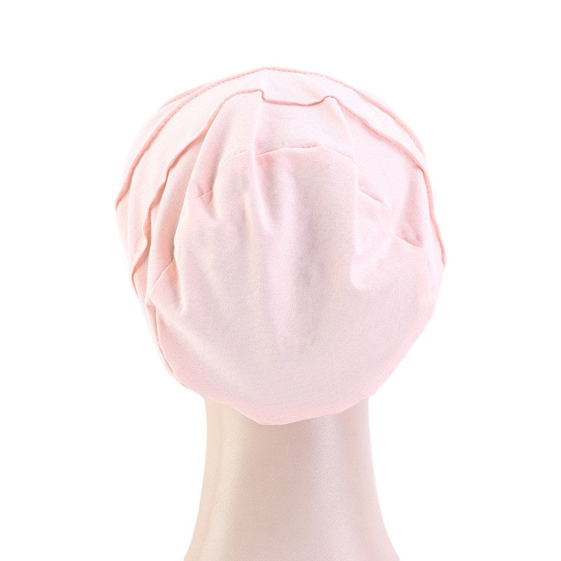 Soft Satin Lined Chemo Beanie Cotton Turban Hat for Women Stretch Hijab Cap