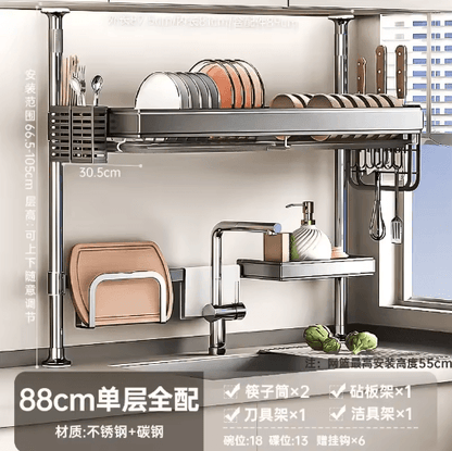 Multi-Purpose Kitchen Sink Organizer – Countertop Dish Drying Rack & Vegetable Storage Shelf