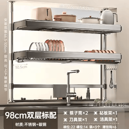 Multi-Purpose Kitchen Sink Organizer – Countertop Dish Drying Rack & Vegetable Storage Shelf