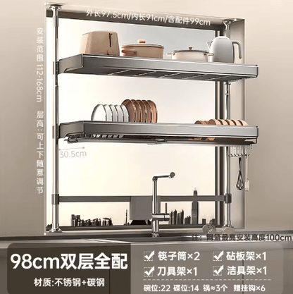 Multi-Purpose Kitchen Sink Organizer – Countertop Dish Drying Rack & Vegetable Storage Shelf