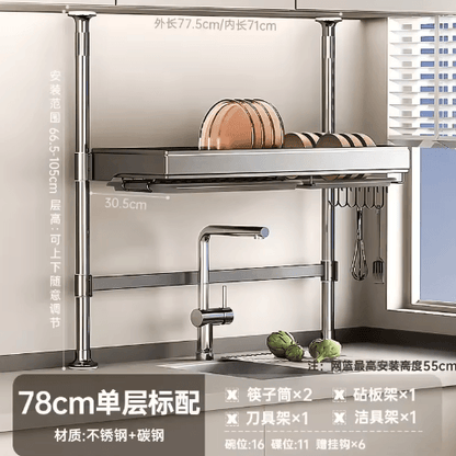 Multi-Purpose Kitchen Sink Organizer – Countertop Dish Drying Rack & Vegetable Storage Shelf