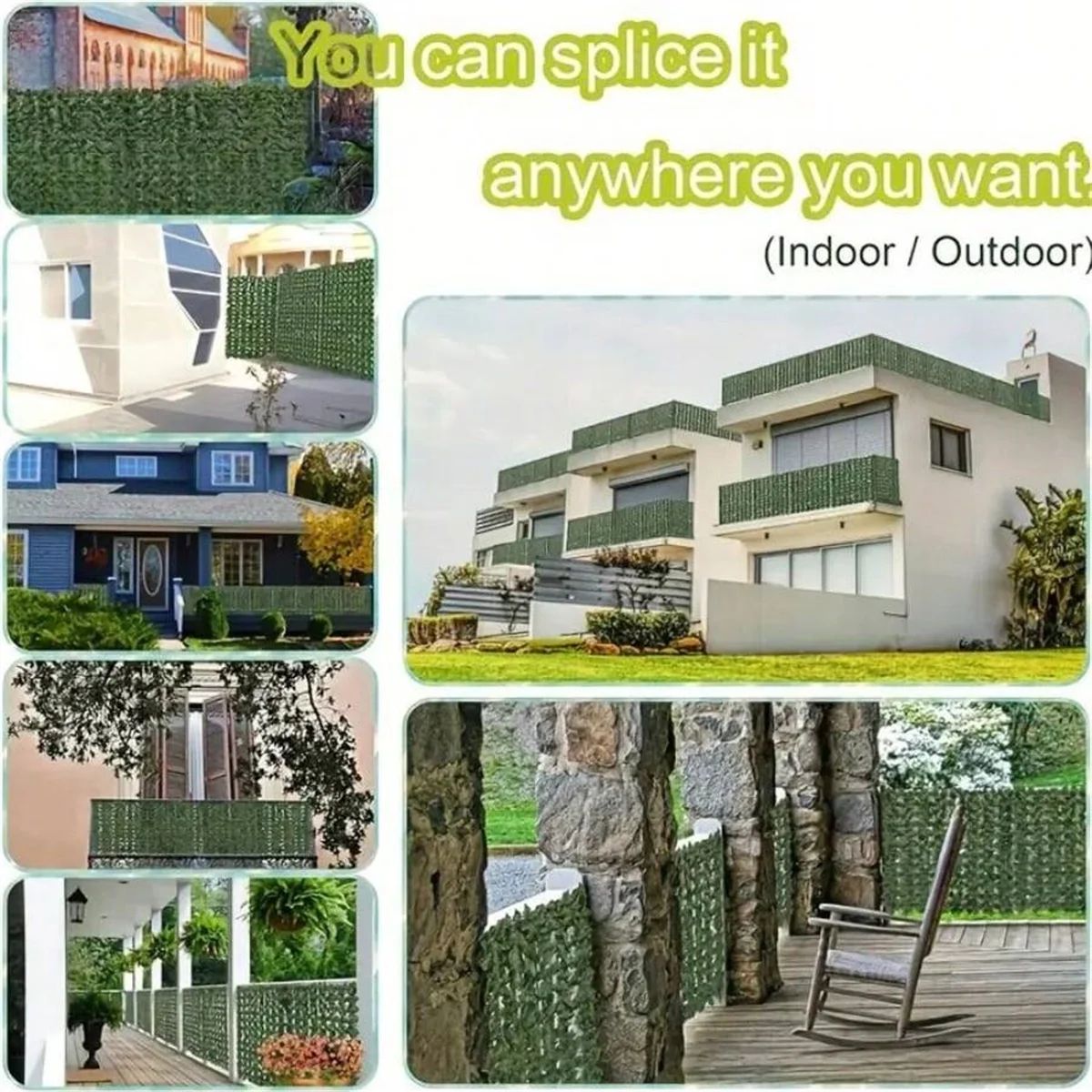 UV Resistant Artificial Ivy Privacy Fence Greenery Wall Screen for Patio Balcony Garden and Indoor Decor