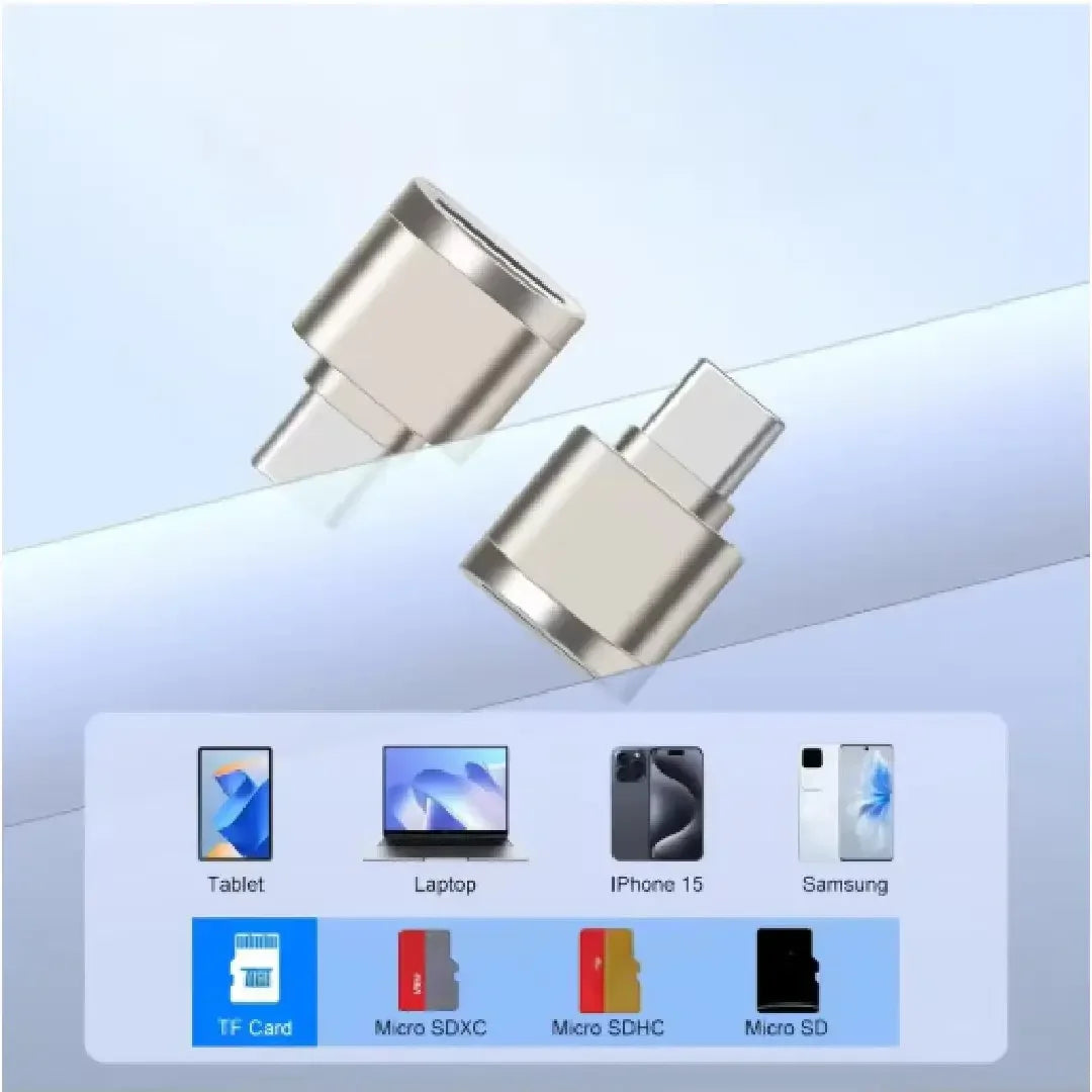 USB C SD Card Reader with USB OTG Adapter for SD and TF Memory Cards