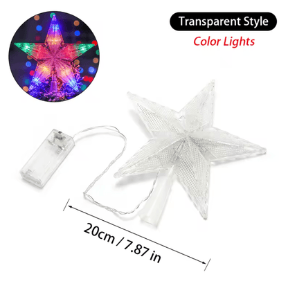 LED Christmas Tree Top Star Gold Pentagram Battery Operated Tree Topper Light