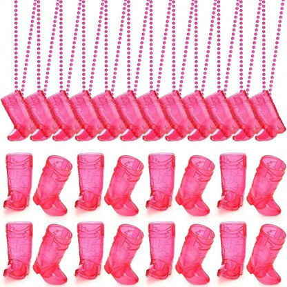 Cowboy Boot Shot Glass Necklace Set for Parties Reusable Cowboy Boot Shot Glasses and Bachelorette Shot Glass Necklace
