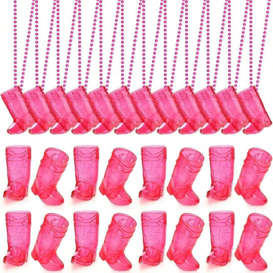 Cowboy Boot Shot Glass Necklace Set for Parties Reusable Cowboy Boot Shot Glasses and Bachelorette Shot Glass Necklace