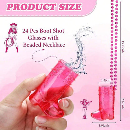 Cowboy Boot Shot Glass Necklace Set for Parties Reusable Cowboy Boot Shot Glasses and Bachelorette Shot Glass Necklace
