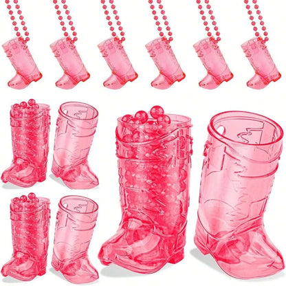 Cowboy Boot Shot Glass Necklace Set for Parties Reusable Cowboy Boot Shot Glasses and Bachelorette Shot Glass Necklace