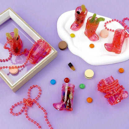 Cowboy Boot Shot Glass Necklace Set for Parties Reusable Cowboy Boot Shot Glasses and Bachelorette Shot Glass Necklace