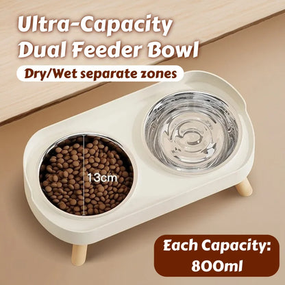 Elevated Pet Feeder with Dual Stainless Steel Bowls for Dogs & Cats