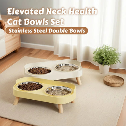 Elevated Pet Feeder with Dual Stainless Steel Bowls for Dogs & Cats