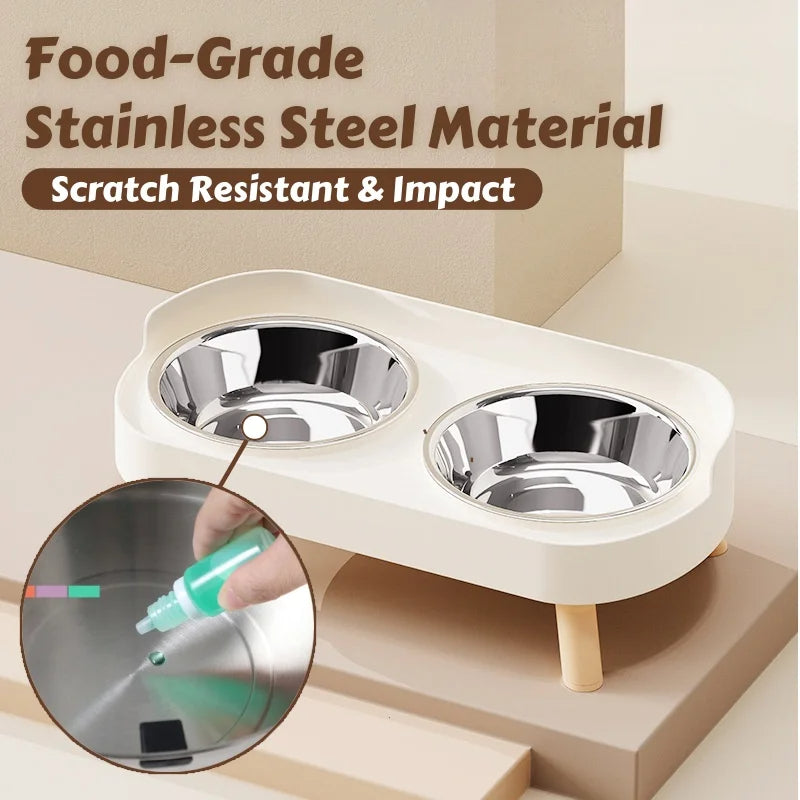 Elevated Pet Feeder with Dual Stainless Steel Bowls for Dogs & Cats