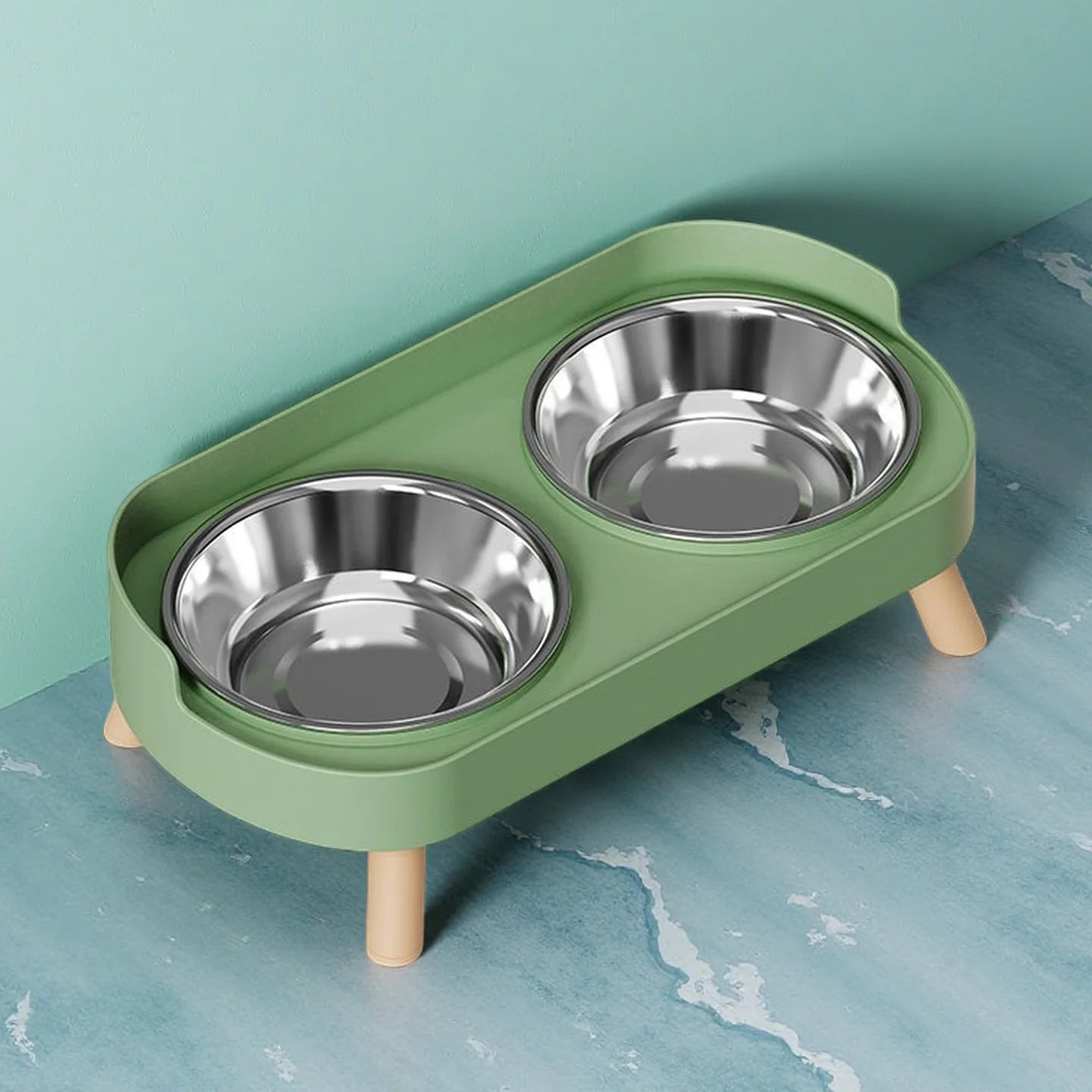 Elevated Pet Feeder with Dual Stainless Steel Bowls for Dogs & Cats