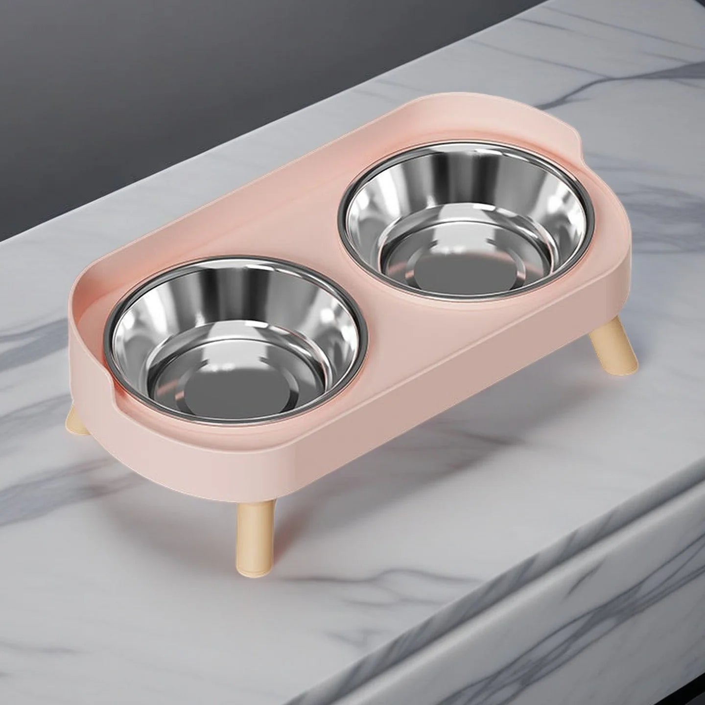Elevated Pet Feeder with Dual Stainless Steel Bowls for Dogs & Cats