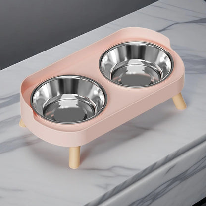 Elevated Pet Feeder with Dual Stainless Steel Bowls for Dogs & Cats