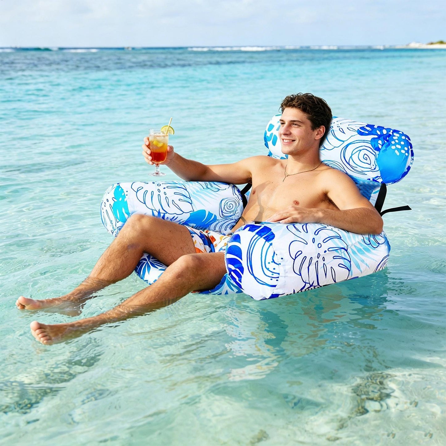 Heavy Duty Inflatable Pool Float Lounge Chair for Adults Floating Pool Chair for Lake & Beach Relaxation