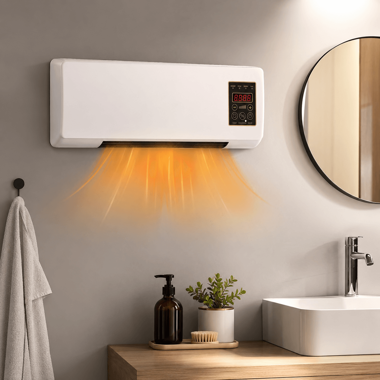 Portable Wall Mounted Heater Fan 1800W Space Saving Electric Heater Fan