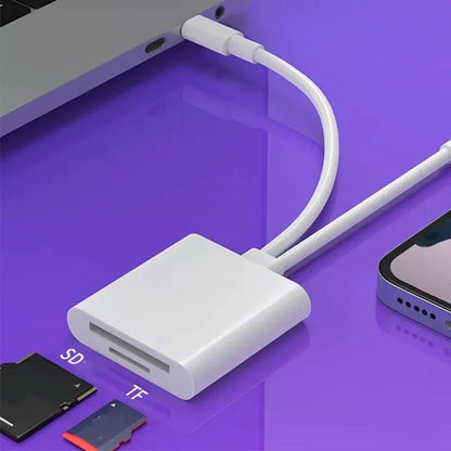 2 In 1 USB C SD Card Reader and Lightning OTG Memory Card Adapter for SD TF Cards