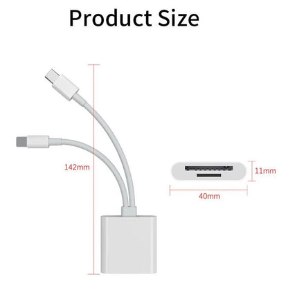 2 In 1 USB C SD Card Reader and Lightning OTG Memory Card Adapter for SD TF Cards
