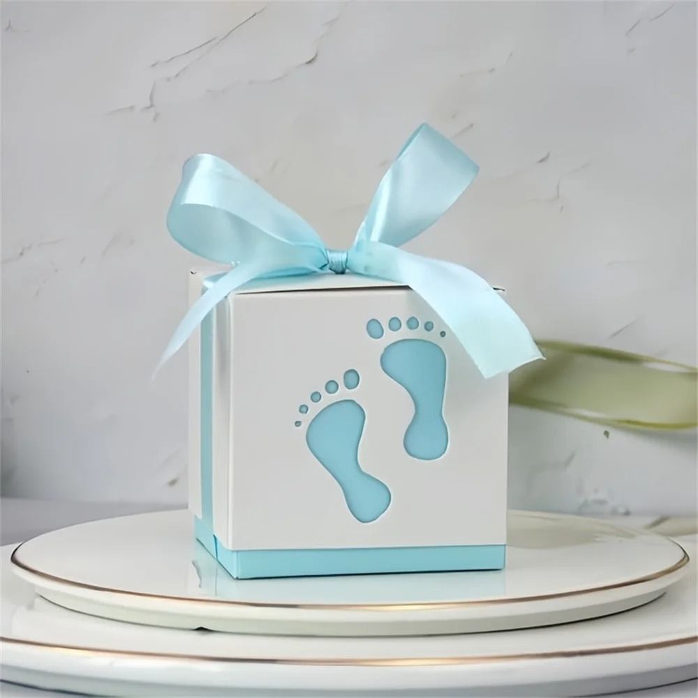 Footprint Candy Boxes for Gender Reveal Favors 15 Pack