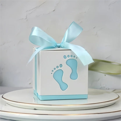 Footprint Candy Boxes for Gender Reveal Favors 15 Pack