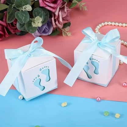 Footprint Candy Boxes for Gender Reveal Favors 15 Pack