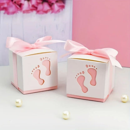 Footprint Candy Boxes for Gender Reveal Favors 15 Pack