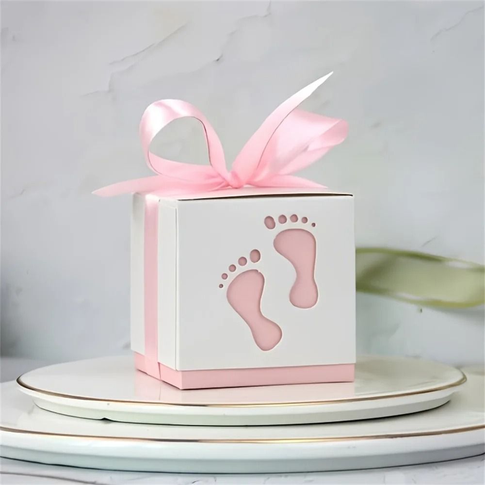 Footprint Candy Boxes for Gender Reveal Favors 15 Pack