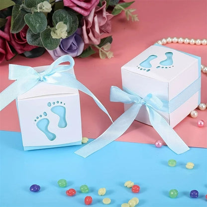 Footprint Candy Boxes for Gender Reveal Favors 15 Pack