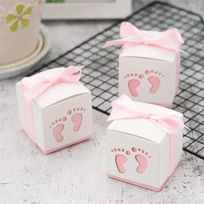 Footprint Candy Boxes for Gender Reveal Favors 15 Pack