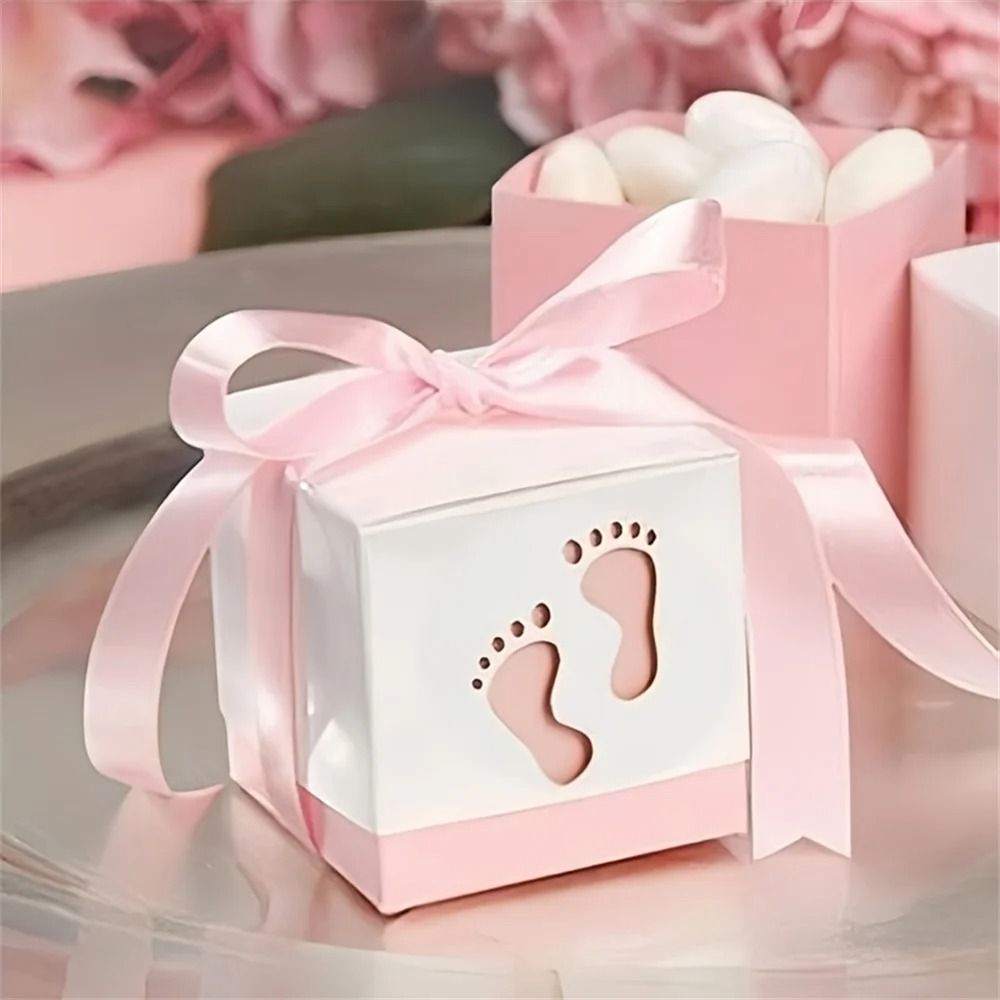 Footprint Candy Boxes for Gender Reveal Favors 15 Pack