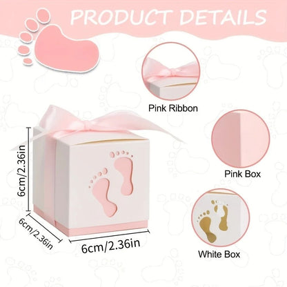 Footprint Candy Boxes for Gender Reveal Favors 15 Pack