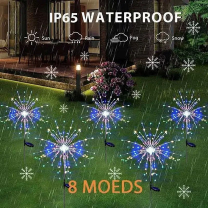 Solar LED Firework Garden Lights Waterproof Dandelion Outdoor Landscape Decor