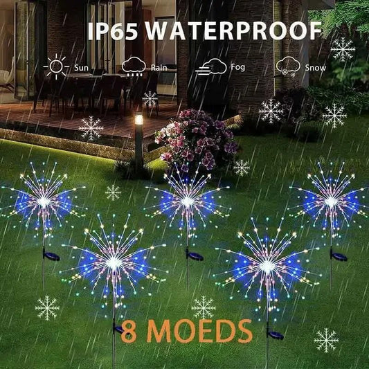 Solar LED Firework Garden Lights Waterproof Dandelion Outdoor Landscape Decor