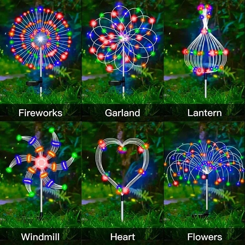 Solar LED Firework Garden Lights Waterproof Dandelion Outdoor Landscape Decor