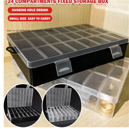 24 Grid Clear Plastic Organizer Box Compartment Storage Case for Crafts Beads Jewelry