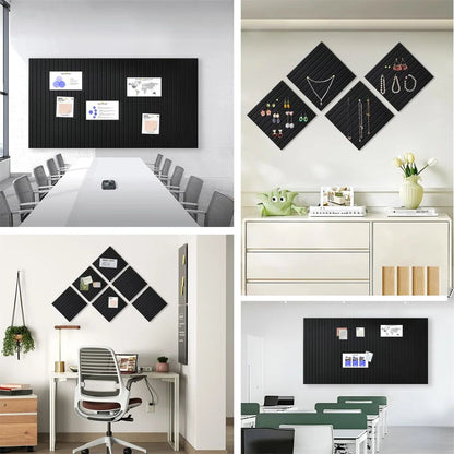 6 pcs Large Black Felt Bulletin Board Tiles – Self-Adhesive Cork Board Alternative Message Board for Office Wall