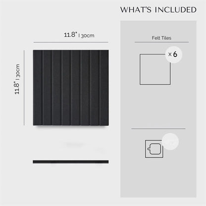 6 pcs Large Black Felt Bulletin Board Tiles – Self-Adhesive Cork Board Alternative Message Board for Office Wall
