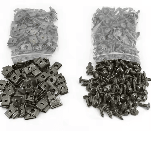 Mixed U-Type Car Trim Clips with Screws – Anti-Rust Fender & Bumper Fastener Kit for Automotive Repairs