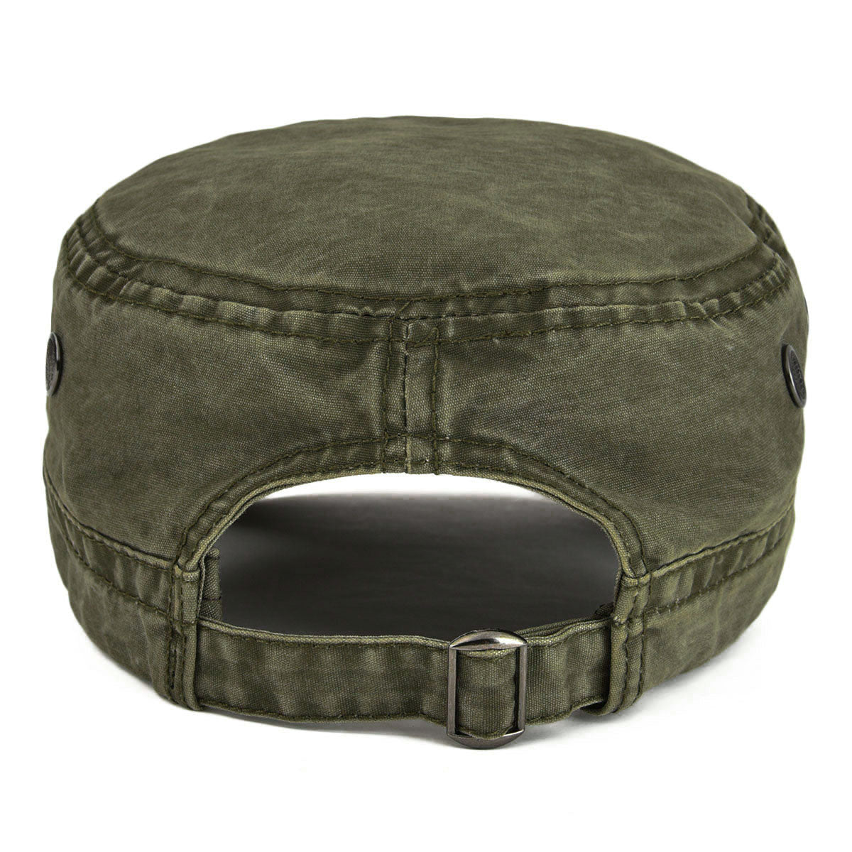 Military Cadet Cap Washed Cotton Army Cap Adjustable Vintage Flat Top Hat