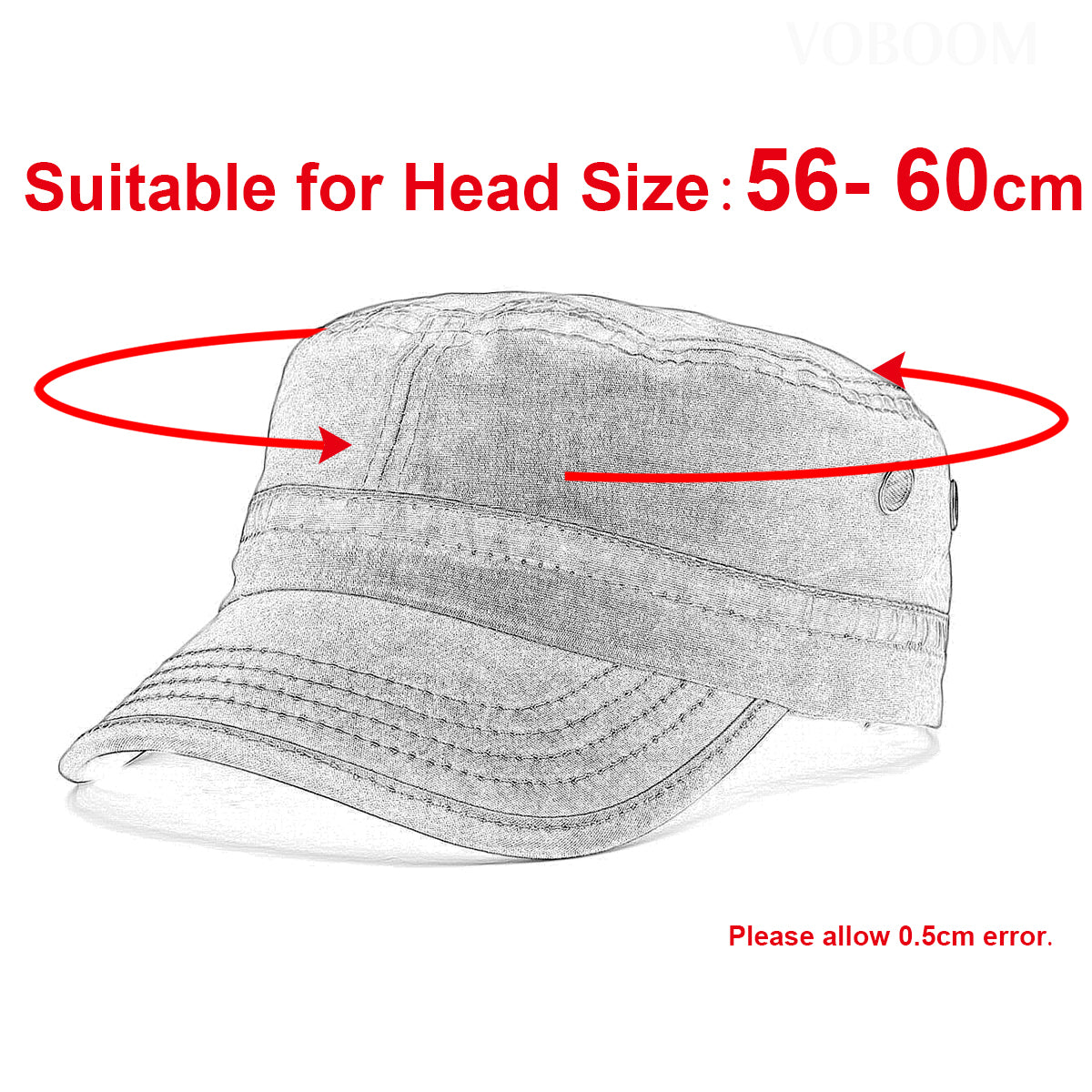 Military Cadet Cap Washed Cotton Army Cap Adjustable Vintage Flat Top Hat