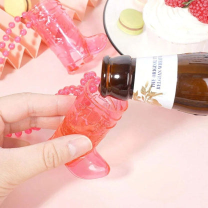 12pcs Pink Cowboy Boot Shot Glass Necklace Set – PVC Cowgirl Party Shot Cups with Beaded Necklaces for Bachelorette Part