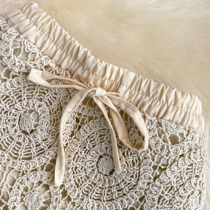 Bohemian High Waist Crochet Beach Skirt Long Hollow Out Summer Maxi