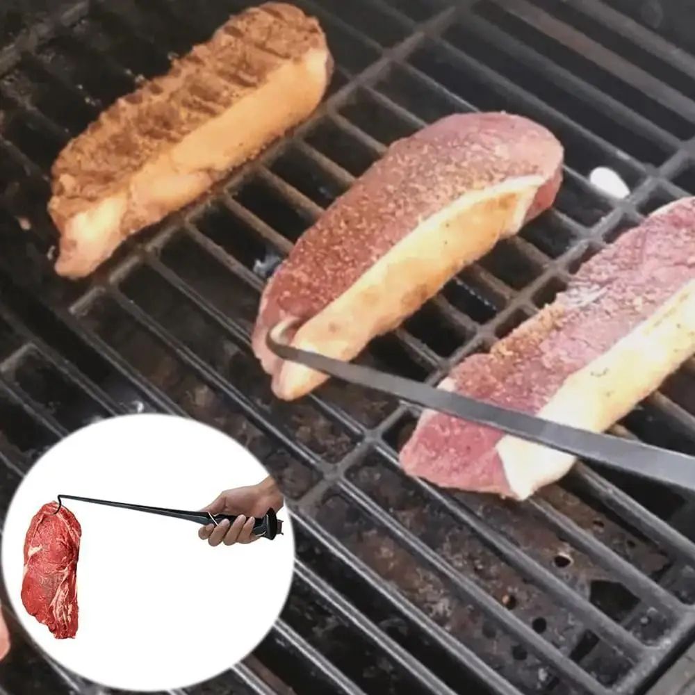 Stainless Steel BBQ Food Flipper Grill Turner Hook