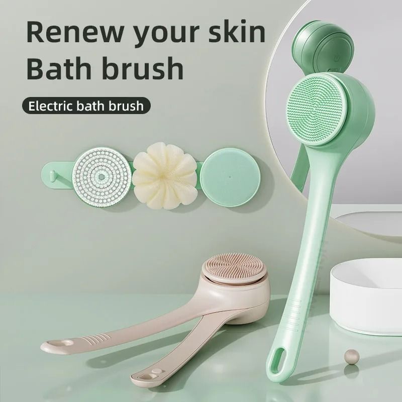 Dual-Handle Electric Bath Body Scrubber & Back Cleaning Tool